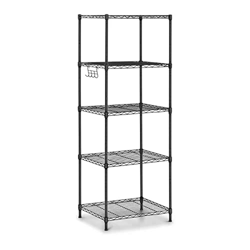 Royal Catering Étagère Métallique Etagère Modulable Métal Sans Vis Emboitable RCMR-1500P19T (55x45x149,5 cm, Capacité 150 kg, 5 Tablettes, 4 Crochets,...
