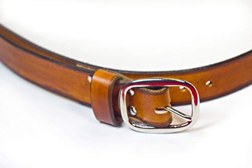 Handmade Leather Belt Brown with dark brown rustic edge made in USA2