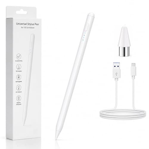 Image of Universal Stylus Pen Stylus for Android Touchscreens, Rechargeable Fine Tip Digital Pen for Writing, Drawing & Note-Taking, Works with Compatible ipad & Android and iOS Devices (Off White)