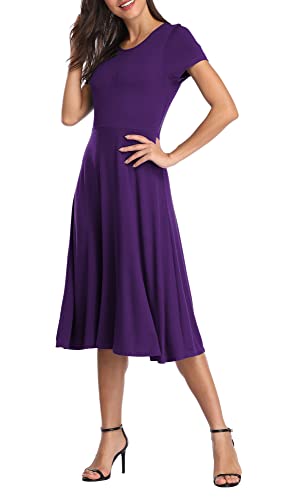 Image of Urban CoCo Women's Floral Print Short Sleeve Flared Midi Dress