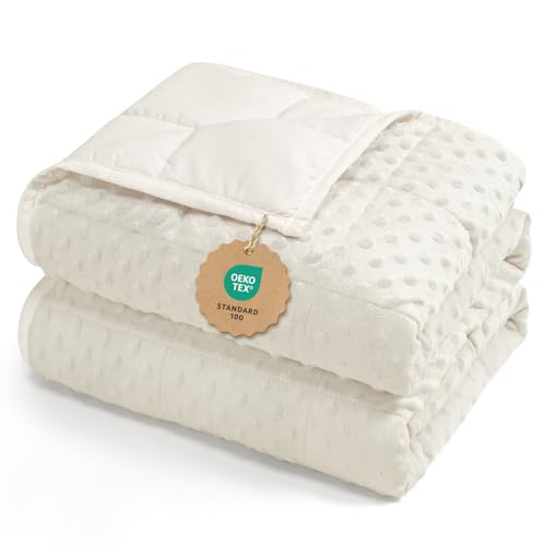 Image of Kivik Washable Weighted Blanket for Adults, 12 lbs Weight Heavy Throw Blankets, Ultra Soft Cooling Minky Weighted Comforter, Sleep Calm Gifts for Woman Men, 48 inchx72 inch Twin Size, 12 Pounds, White