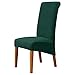 MILARAN Velvet Large Chair Covers pour Salle à Manger, Housse de siège Extensible Douce pour Grande Chaise de Salle à Manger, Protecteur de Chaise Parsons Lavable Amovible, 2 pièces,Vert foncé