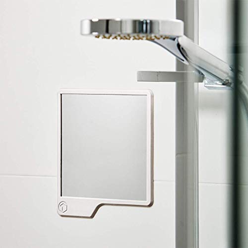 Tooletries – Oliver Shower Mirror - Premium Shower Mirror For Shaving, Grooming - 100% Silicone - Shatterproof Mirror - Grips To Shiny Surfaces - No Suction Cups - No Adhesives - White #TOP1