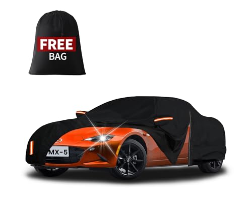 FiveFox Upgraded Car Cover Custom Fit for Mazda MX-5 Miata 1989-2024 2025 2026 Waterproof All Weather Full Exterior Cover Sun Rain Snow Protector for Automobiles with Door Zipper