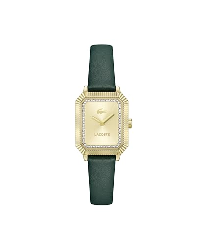 Image of Lacoste Lacoste Parisienne Qtz Basic Gold Rectangle Dial Women's Watch|Green Leather Material|Green Color Band - 2001442