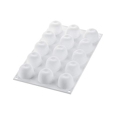 silikomart Apple, Peach and Cherry Mould, White, 1.53x1.18”H, 15 Cavities