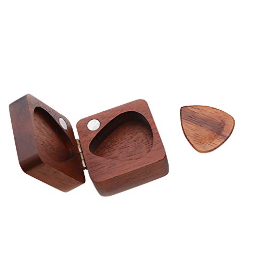Guitar Pick Storage Box Wooden Guitar Pick Holder Case Electric Guitar Guitar Accessories Organizer Guitarist Musician Gift, with 1 Pieces Wood Guitar Pick