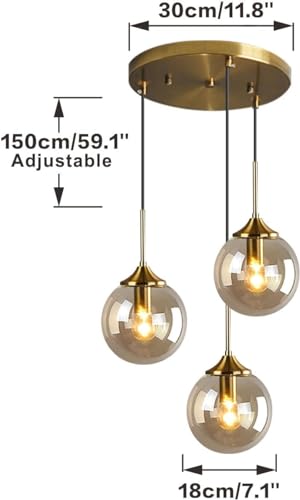 Image of Wall Lamp Chandelier Pendant Light, Home Decor for Bedroom, Living Room, Hallway, Cafe, Hotel, Restaurant (Amber Hanging LAMP Set with LED Bulb Pack of 1)