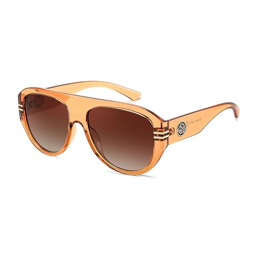 Image of FEISEDY Retro Polarized Aviator Sunglasses for Men Women Trendy 70s Vintage Plastic Frame Sun Glasses B4150