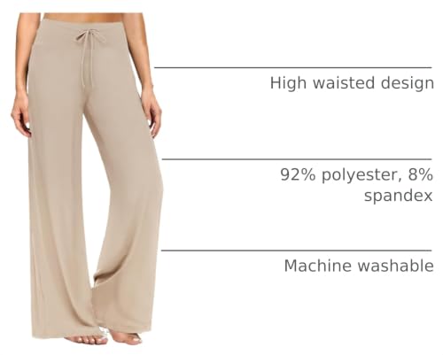 Image of ZOOSIXX Soft Black Pajama Pants for Women, Wide Leg Pants Woman Flowy Comfy Casual Lounge Yoga Capri Pants 22 inch / 30 inch