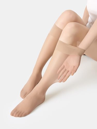 Image of MOOCHI Women's Sheer Knee High Stockings 6 Pairs 20 Denier Nylon Socks