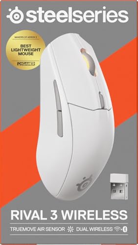 Rival 3 Wireless Gen 2 - Mouse Gaming - 2,4 GHz e Bluetooth - Sensore ottico TrueMove Air da 18000 DPI - Durata 60 milioni di clic - Leggero - Piedini 100% PTFE - Bianco - Mouse gaming - Immagine 12