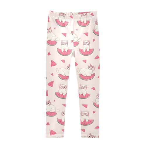 ALAZA Girls' Leggings Children's Yoga Pants Skinny Printed Dance Cat Watermelon Cute Comfortable 4T