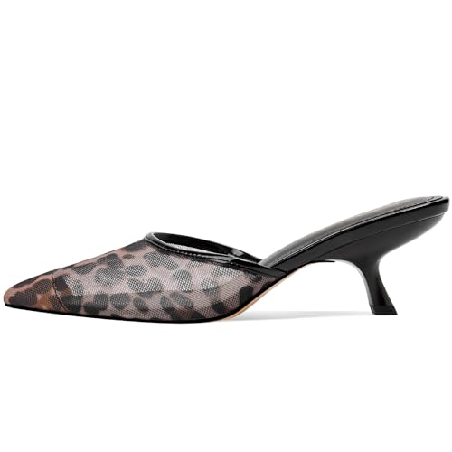 Mesh Backless Mules Heels Pumps Comfy Slippers Evening Dress Sandals Pointed Toe Women Shoes Detail 2in Heels