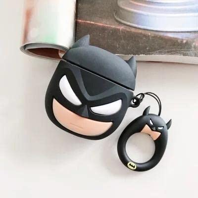 Image of For Airpods Pro 2019 Pouch Case Cover Headphones Soft Silicone Cartoon Character Cover With Keychain,360-Degree Protection (Bat Man)Multi-coloured
