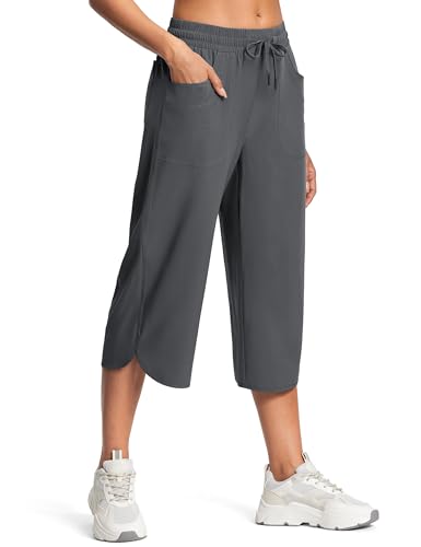 ISEEGZ Women's Capri Pants Wide Leg Plus Size Lightweight Quick Dry Casual Summer Pants Sweatpants Hiking Walking