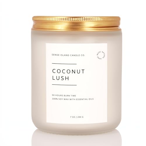 Coconut Lush Scented Candle | Inspired by VS Coconut Passion | 7oz Soy Wax Long Lasting Scented Candle for Women | Gift for Women Sensual Warm and Cozy Fragrance