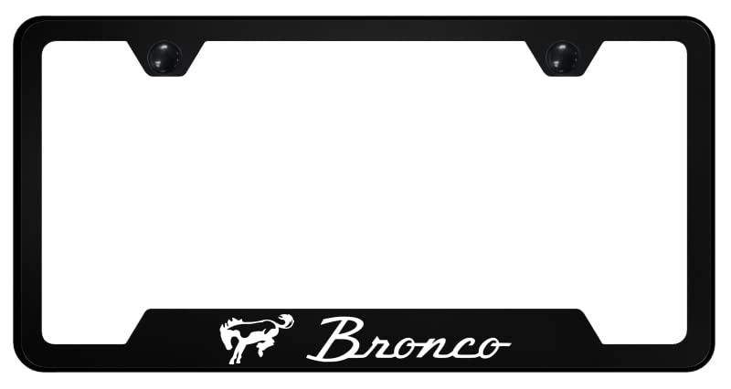 Au-TOMOTIVE GOLD INC. Officially Licensed UV Print Logo on Black Polycarbonate Notched License Plate Frame for Bronco