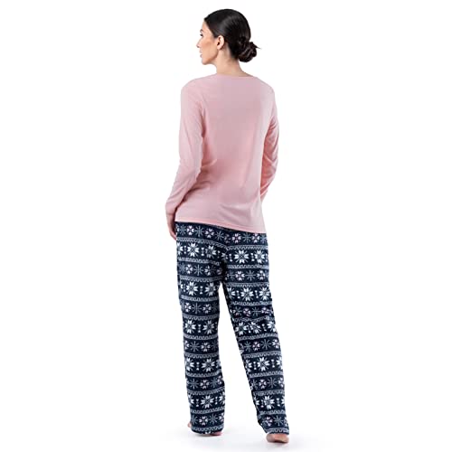 Image of Fruit of the Loom Women's Sueded Jersey Crew Top and Fleece Pant Sleep Set