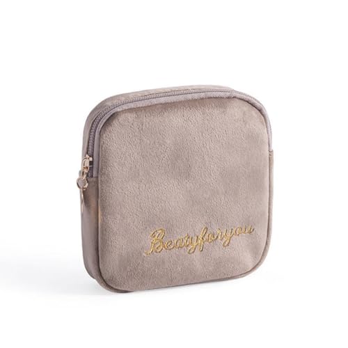 INOOMP Bolsa para Toallas Sanitarias Cremallera Tamaño Pequeño Tela de Algodón Resistente y Liviana Color Caqui Monedero Multifuncional para Viajes Exteriores y Organización