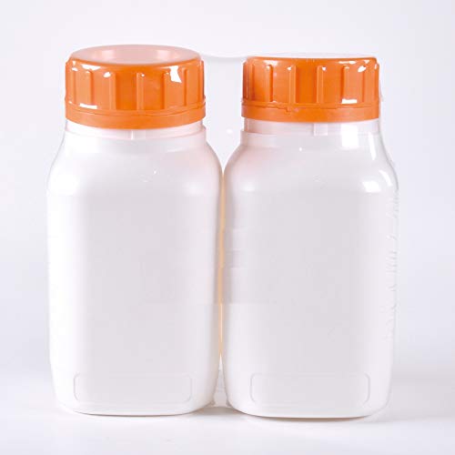 Juego de 2 botellas de laboratorio de plástico (HDPE), 500 ml, cuello ancho, para almacenar muestras, almacenamiento de líquidos, etc Cover