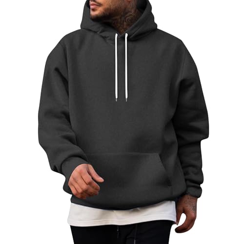 Ymosrh Men's Casual Hoodies, Solid Color Long Sleeve Pullover Hooded Sweatshirts with Pocket Streetwear, M-4XL2
