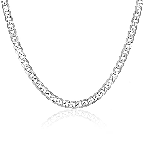 AFSTALR Chaine Cubaine Gourmette Homme Collier Miami Argent Chaine Acier Inoxydable 6mm Longueur 46cm