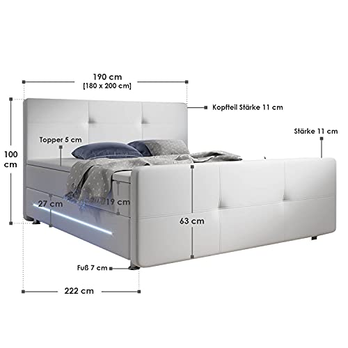 Juskys-Boxspringbett-Oakland-180-x-200-cm--LED-Beleuchtung-Bonell-Matratzen-Topper-Kunstleder--58-cm-Komforthoehe--weiss--Bett-Doppelbett