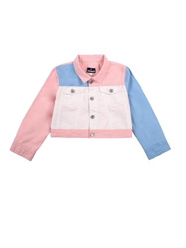 Image of Girls Full Sleeve Solid Crop Denim Jacket