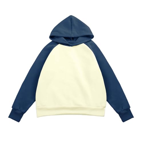 Girls Long Sleeve Hoodie Boys Casual Crewneck Cute Pullover Tops Kids Lightweight Color Block Sweatshirt 4-12 Y4