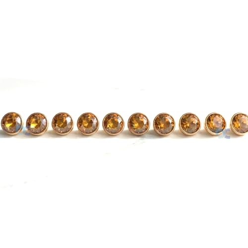 Image of Crystal Amber gold Rhinestone Buttons (Size-18L) for Sewing & Craft | Gold Rim Designer Button for Blouse, Kurti, Dresses, DIY Craft & Decorations | Pack of 12 | Shiny Diamond Cut for Women's Clothing