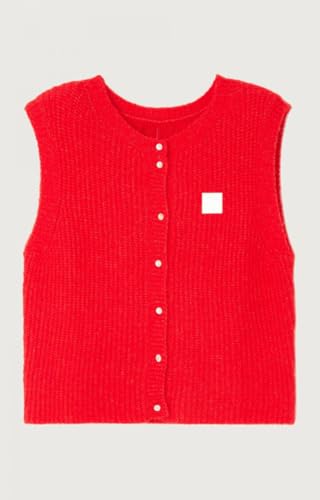 Image of UAURORAO Women Chunky Sweater Vest Button Down Crochet Cable Knit Cardigan Sleeveless Open Front Knitted Crop Waistcoat