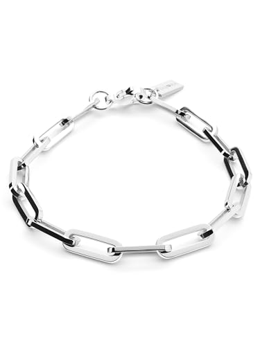 THIORA 'Island Links' Armband Silber Damen | Edelstahl Kettenarmband 18cm Anpassbar | Armkette