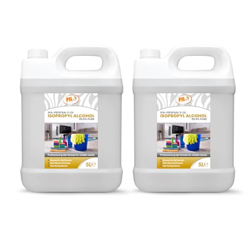 FILO Isopropyl Alcohol 99.9% Pure 2x 5L | Lab Grade IPA | Rubbing Alcohol for Cleaning and Disinfecting | Isopropanol Alcohol Solvent for Electronics Windows Glass Appliances and More