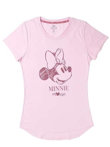 Disney Minnie Mouse T-Shirt pour Femme Haut Femme Top Rose (FR/NL/SE/PL, Alphanumérique, L, Regular, Regular, Rosa)