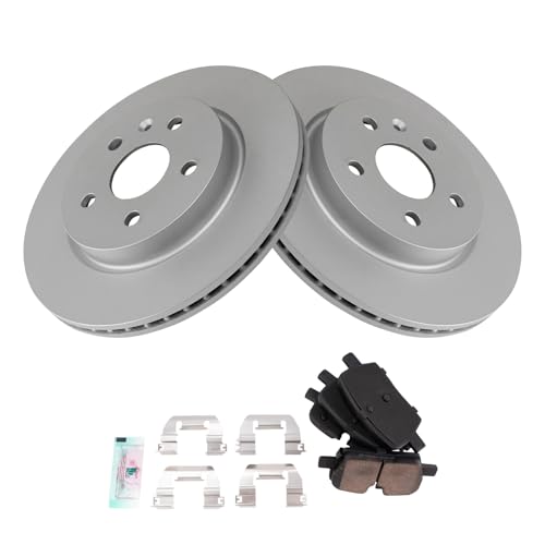 Image of TRQ Rear Brake Pad and Rotor Set Ceramic Coated Rotors Compatible with 2020-2021 Cadillac CT5 2019-2020 CT6