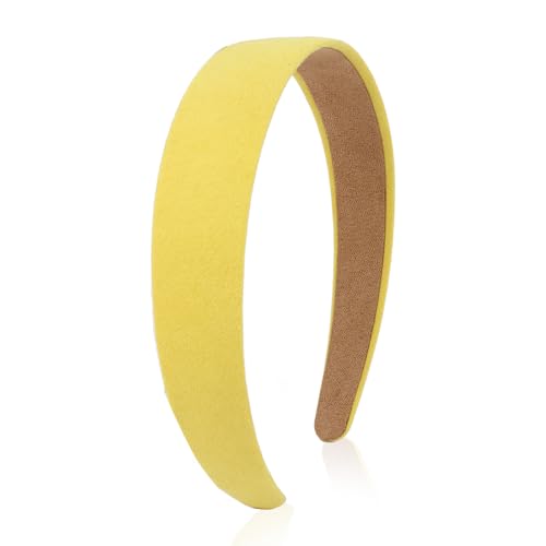 Wecoe Yellow Headband Women 1 Inch Sueded Like Headband Non Slip Fashion Solid Plain Hair Band DIY Halloween Costume Hair Accessories for Women Girls Diademas Para Mujer Gifts