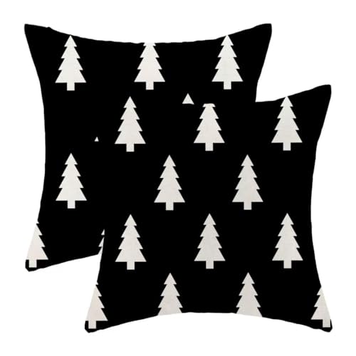 BETGINY Weihnachts-Kissenbezüge, 40,6 x 40,6 cm, 2 Stück, schwarz...