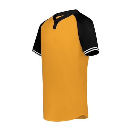 Augusta Sportswear Boys Cutter+ Henley Jersey, Gold/Black, Large