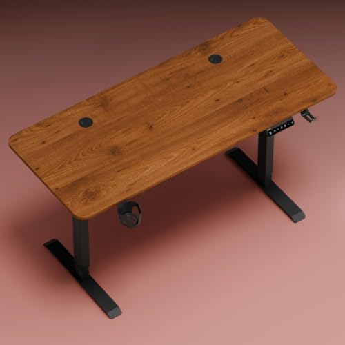Image of Neurac Velocity Height Adjustable Table, Rust, Grenade Pine, 140x60cm | 80-120 Kg Weight Capacity 5 Year Warranty Sit-Stand Table 3 Memory Preset