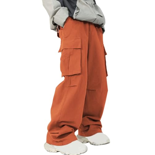 Flat Pocket Parachute Pants for Men Casual Baggy Cargo Pants Unisex Street Y2K Pants Drawstring Trouser