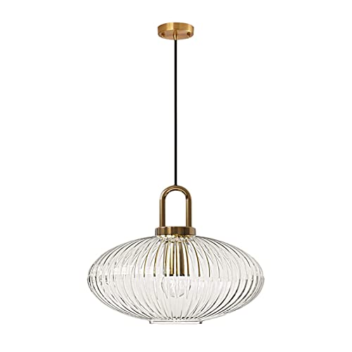 Lámpara colgante de vidrio acanalado bronce de 300 mm para techo retro moderna