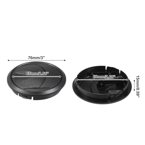 A ABSOPRO 76mm 68mm Runder schwarzer AC-Luftauslass Universal für Wohnmobil, Bus, Boot, Yacht, Wohnwagen - Packung mit 1