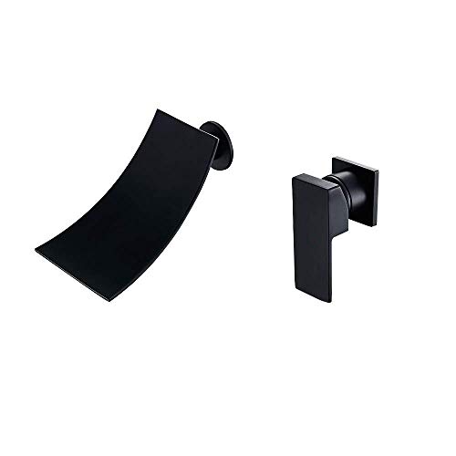 Robinet cascade eau chaude et froide en cuivre noir pour évier de toilettes