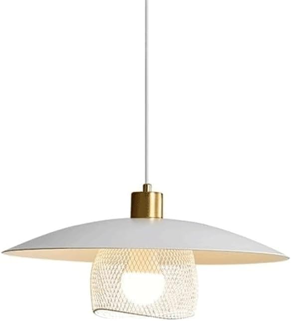 JNPGVTCD Lámpara Colgante de Cocina de un Solo Cabezal, Blanca, de Hierro, Estilo nórdico Moderno, para Dormitorio, E26/E27, de Cristal Creativo, Estilo rústico, luz Sencilla y aju