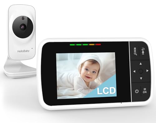 Image of HelloBaby Baby Monitor with Camera and Audio, 3.5'' Video Baby Monitor with 3000mAh High-Capacity Battery, Baby Monitor No WiFi, ECO Mode, Night Vision, 2-Way Talk, 1000ft Range, 8 Lullabies, HB2035
