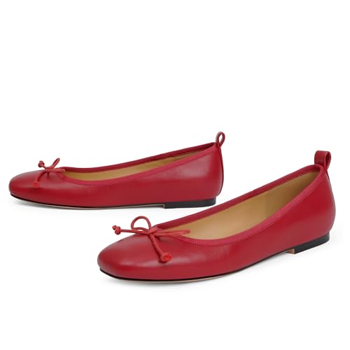 Image of Modatope Womens Flats Ballet Ballerina Flats for Women | Bow Bowknot Square Toe Slip on Flats, Dressy Comfort Ballet Shoes for Work, Driving, School, Travel & Daily Outings