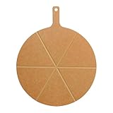 MERIGLARE Pizza Schneidebrett mit Grooves Holzfaser Tablett Backbrett Servierplatte für Brot Käse Und Sushi für Shop Restaurant Heimküche, Durchmesser 38 cm, 6