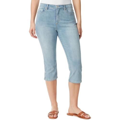Gloria Vanderbilt Womens Amanda High Rise Light Wash Capri Jeans Blue 4