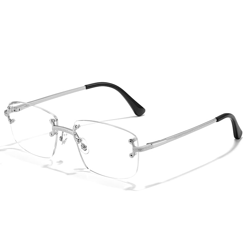 Retro Rimless Rectangle Glasses Vintage Square Metal Wire Frame Trendy Hip Hop Frameless Style for Men and Women